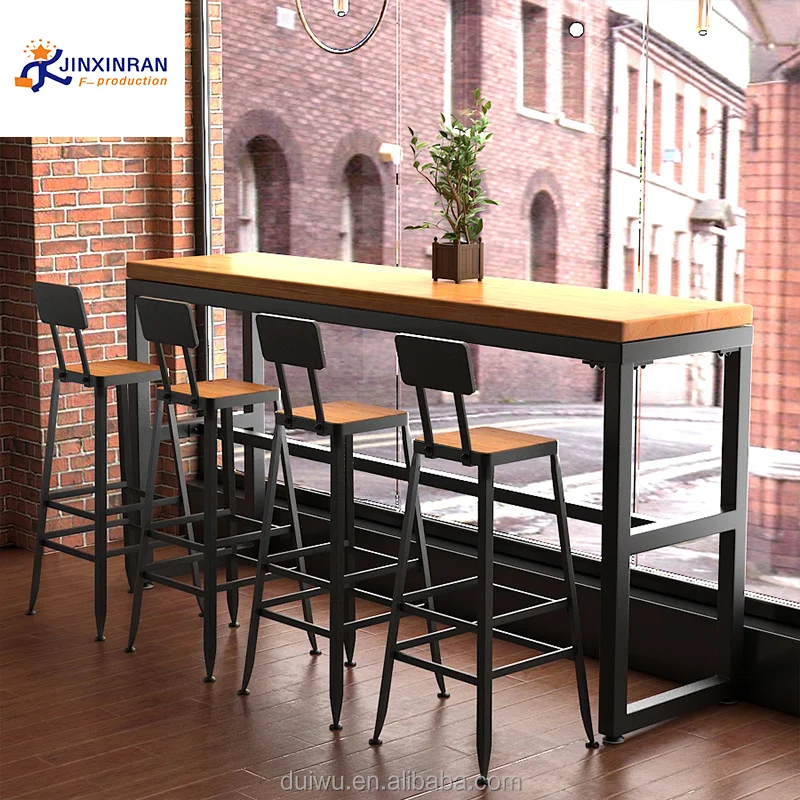 Foshan Wholesale Iron Bistro Furniture Solid Wood Bar And Pub