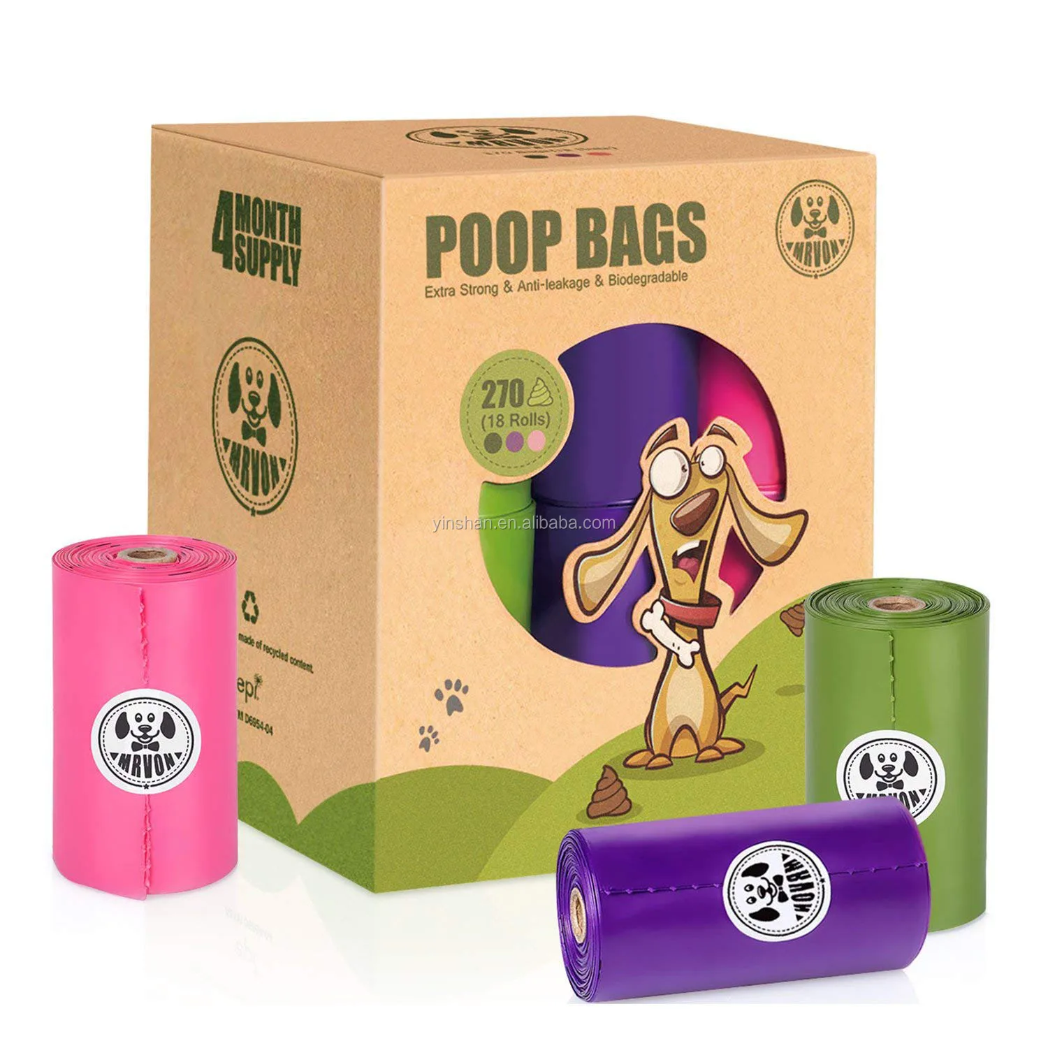Faith Pet Dog Poop Bag,Disposal Wast Poop Bags With Led Flashlight
