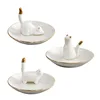 White Cute Cat 3 Design Ceramic Ring Necklace Jewelry Holder