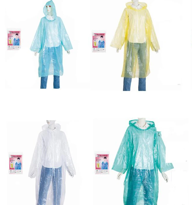 yellow clear waterproof plastic PE raincoat rain poncho portable rain ...