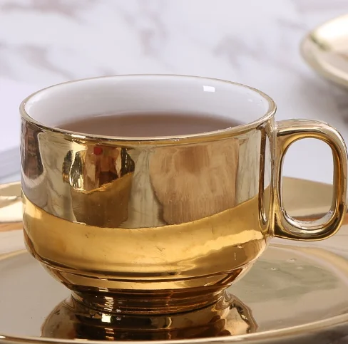 European Style Black Ceramic Dinner Plate Gold Rim 8" 10" Nordic Restaurant Plates Steak Plate