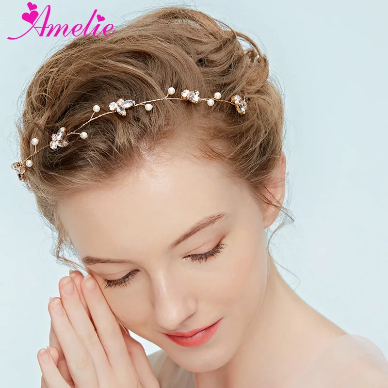 Belle strass perle fleur bandeau mariage nuptiale tiare vigne cheveux