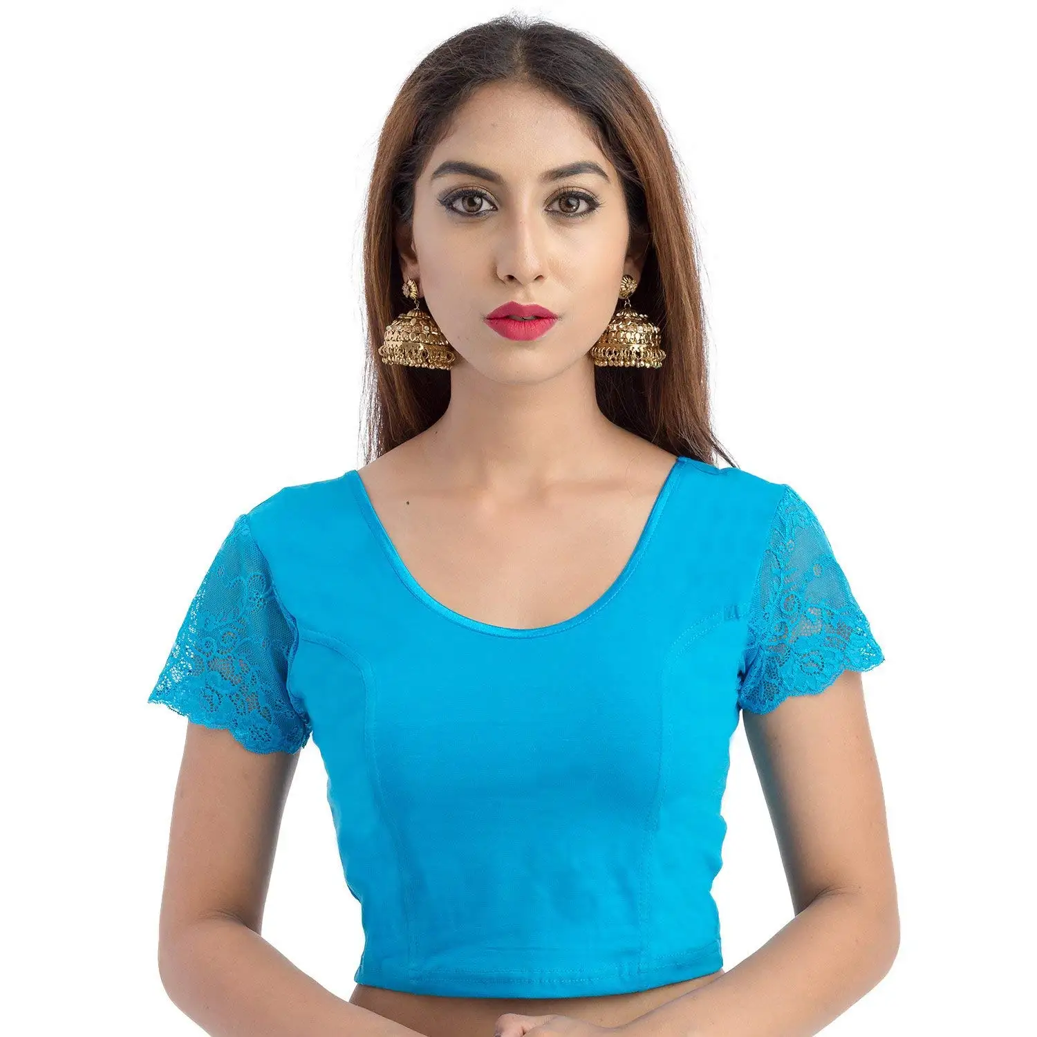 Lionize Women's Lycra Short Sleeve Scoopneck Stretchable Crop Top/Blouse