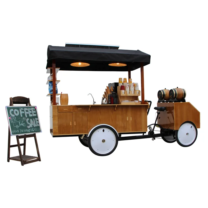 Retro Mobile Coffee Bike Street Vending Coffee Serving Cart Hot Food