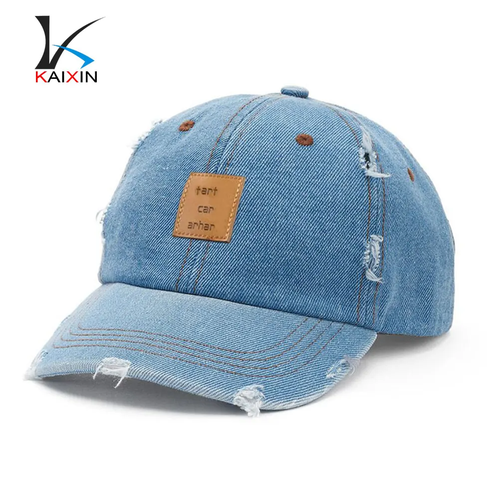 distressed denim baseball cap