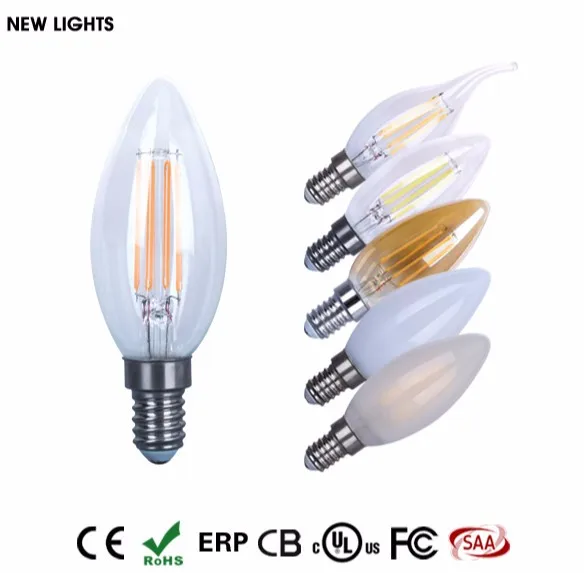 China Wholesale 2W 4W 85-265V High Lumen E12 E14 Base C35 C35T Led Filament Bulb Candle Light