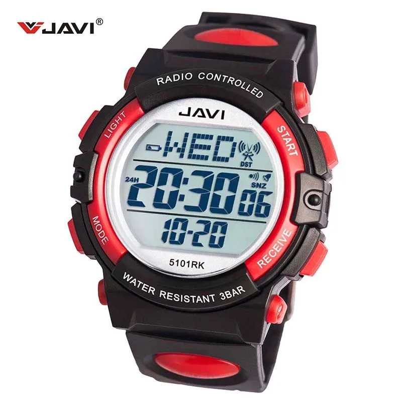 Digital Radio Cntrolled Sport Wrist Watches Men With Tpu Band Water ...