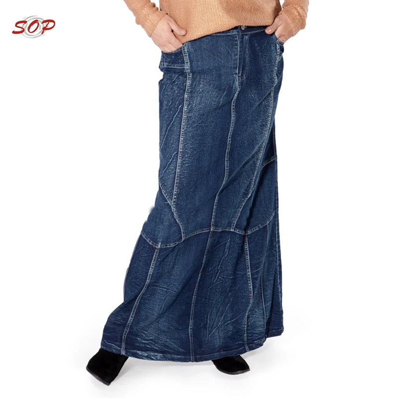 saias jeans longas plus size