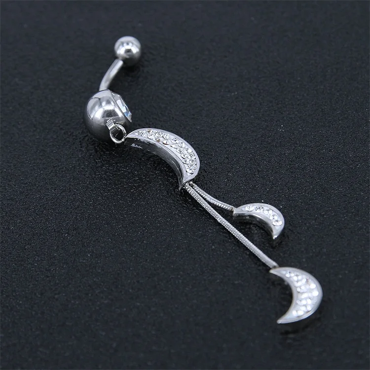 Surgical Steel Penis Navel Piercing Moon Pendant Hanging Belly Button