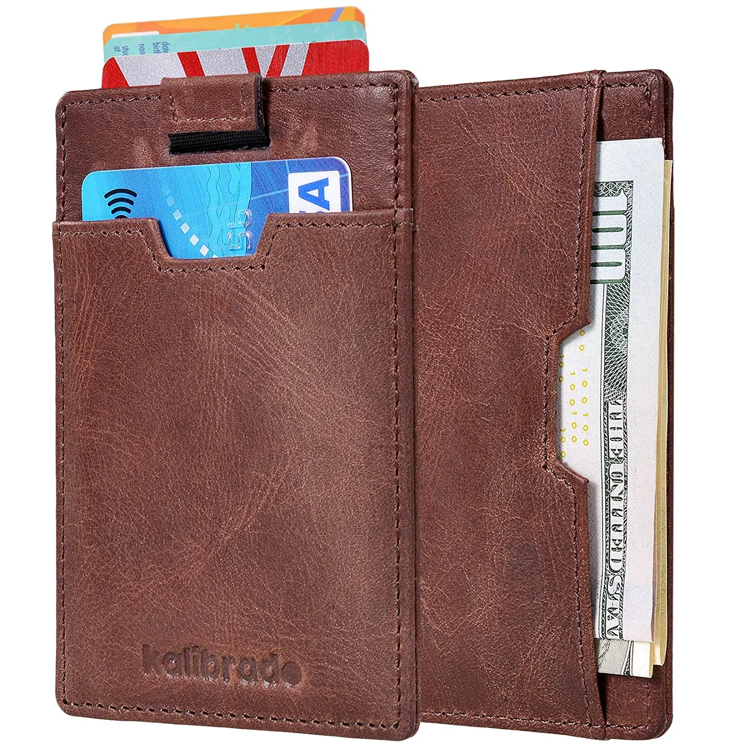 Buy Slim Mens Sleeve Front Pocket Wallet Made from Genuine Leather including RFID Blocking ...