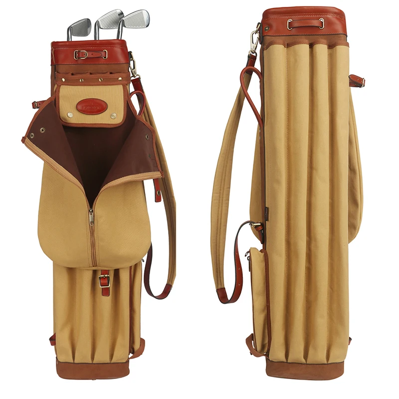 Canvas And Leather Golf Bag Club Bag Golf Range Pencil Bag With Ball