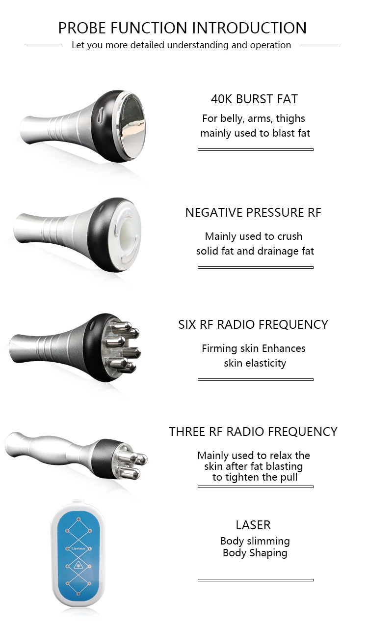 5 In 1 Vacuum Therapy Lipo Laser And Cavitation Rf Slimming Machine