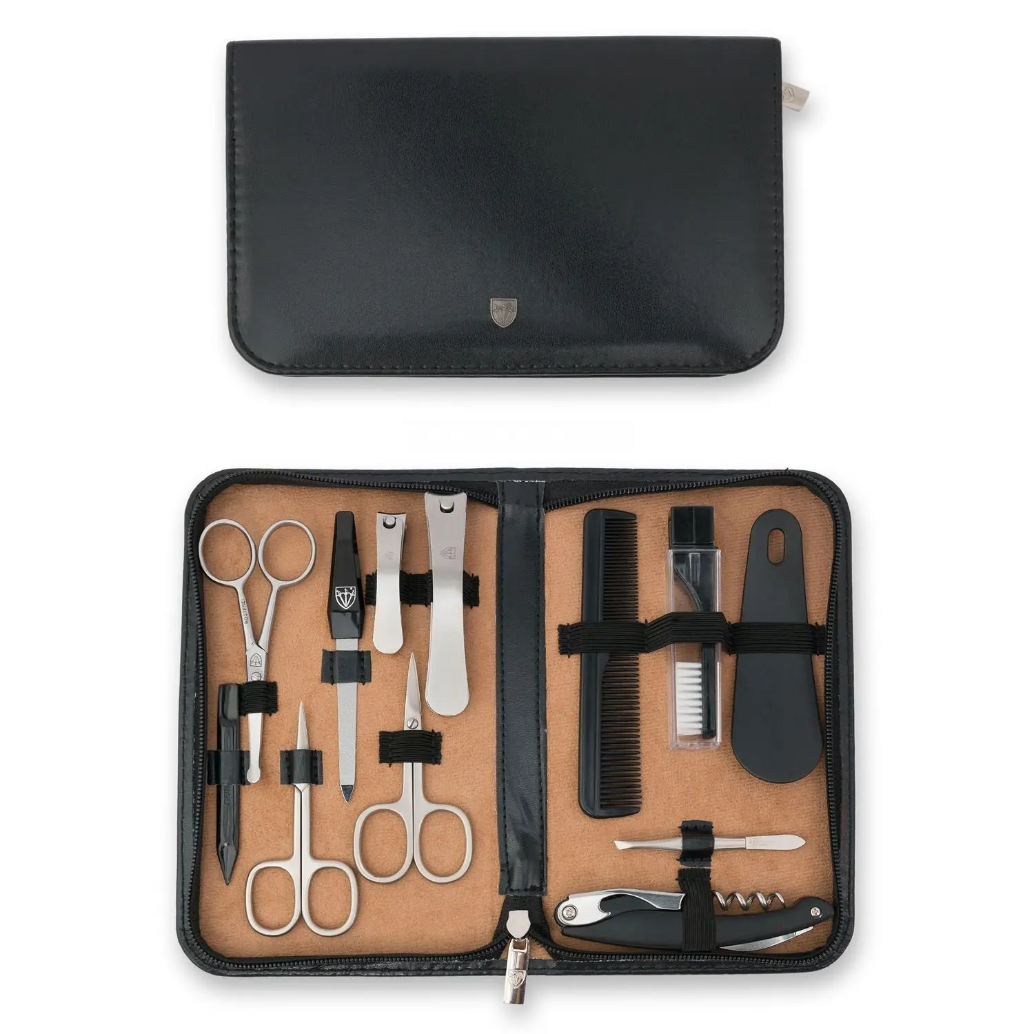 THREE SWORDS - Exclusive 12-Piece MANICURE - PEDICURE - GROOMING – NAIL CARE set / kit / case - basic-standard quality (000798)