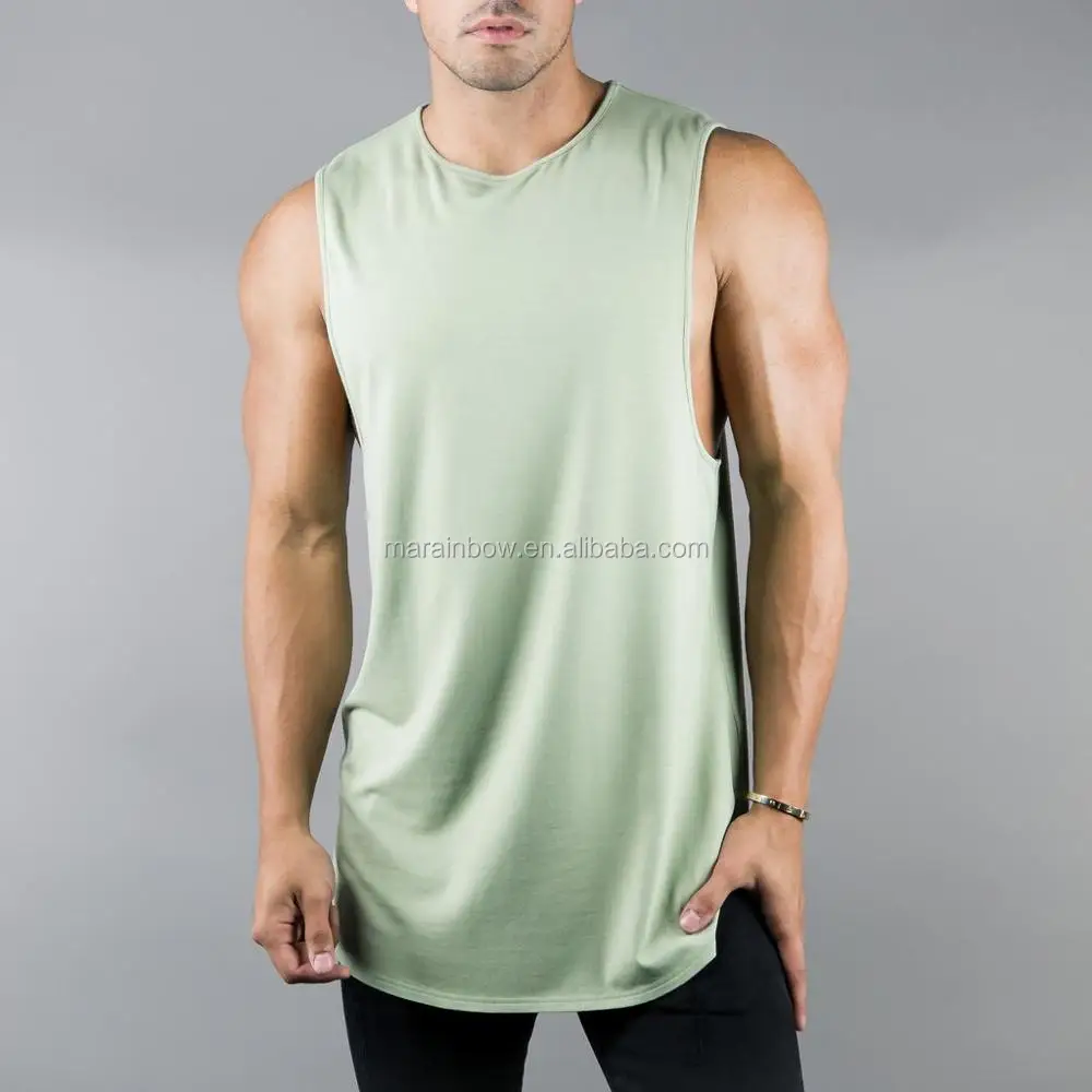 New Men's Cut Off Sleeveless shirt Gyms Stringer Vest Blank Workout Shirt Muscle Tees 