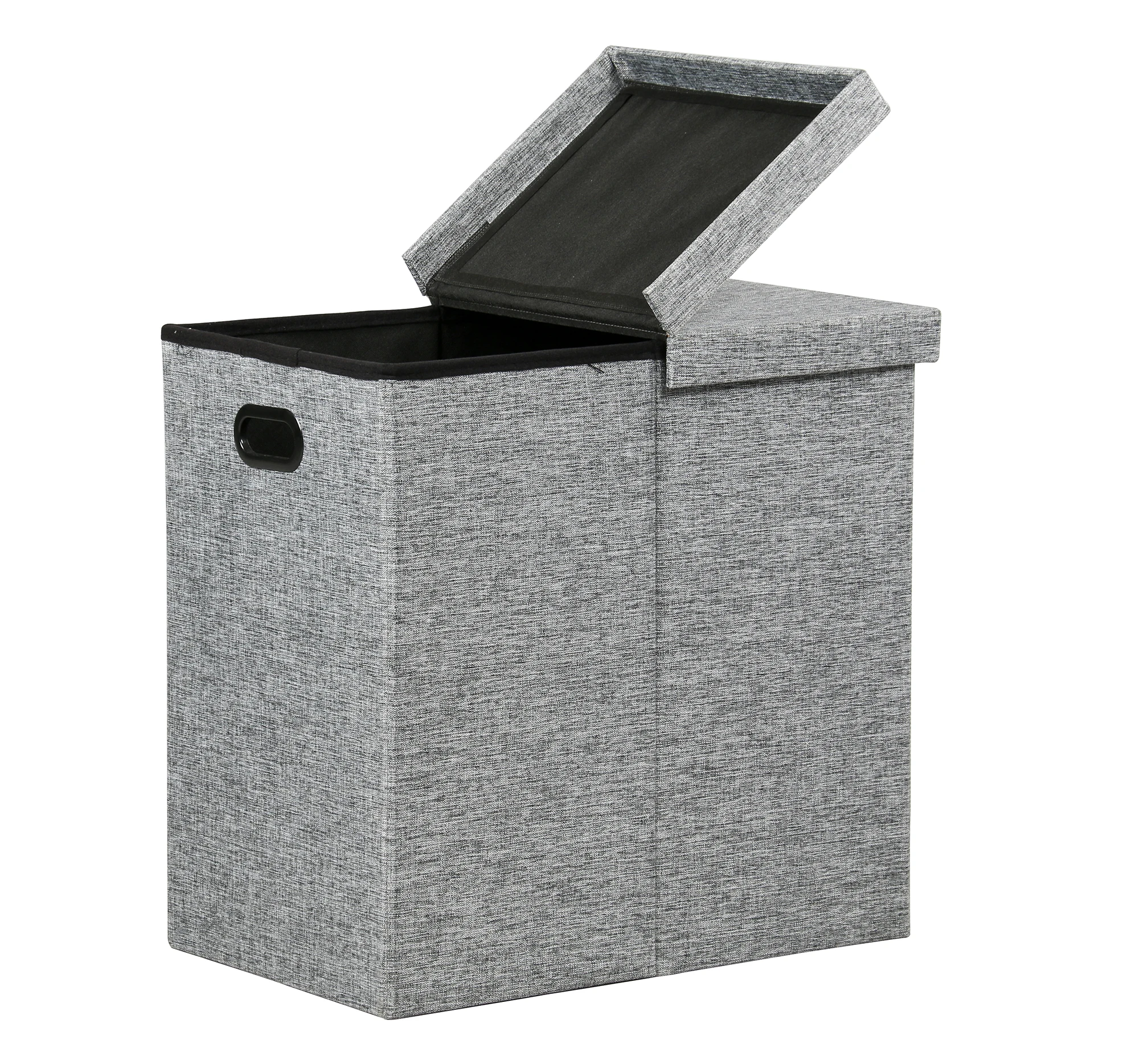 Folding Ottoman Storage Bench Box With Hinged Cover Flipping Lid Linen