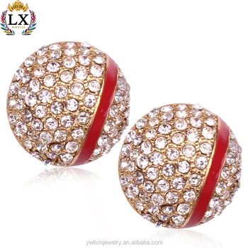 Elx 00234 Fancy Stud Earrings Women Rhinestone Diamond Stud Gold