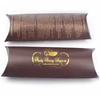 Luxury chocolate color custom printing shiny gold foil logo long thin pillow box/hair extension boxes