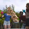 Custom rainbow wooden building block bricks toy set for kids