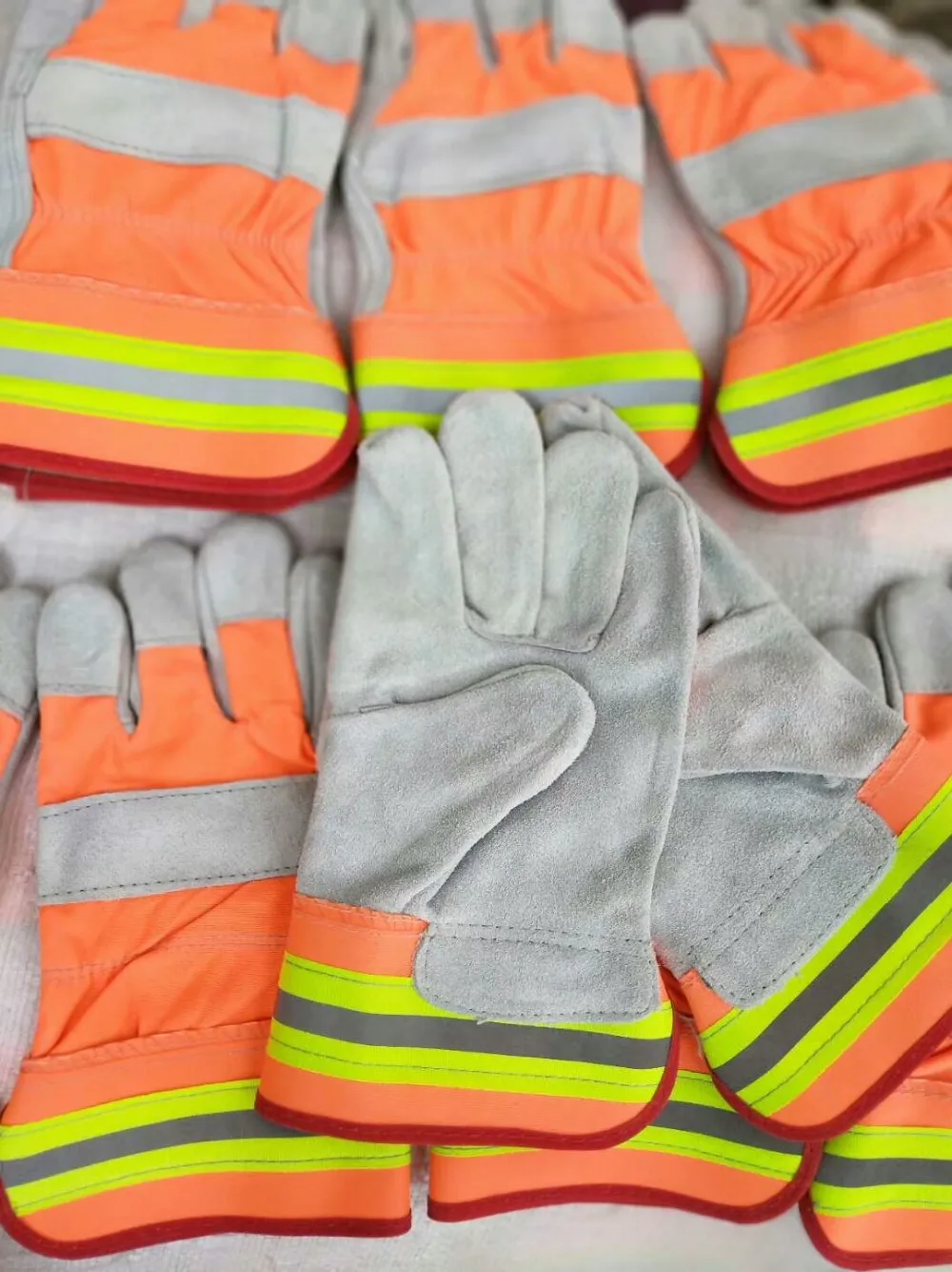 Fire Fighting Gloves For Fireman Cow Split Leather Fireproof Work Glove ...