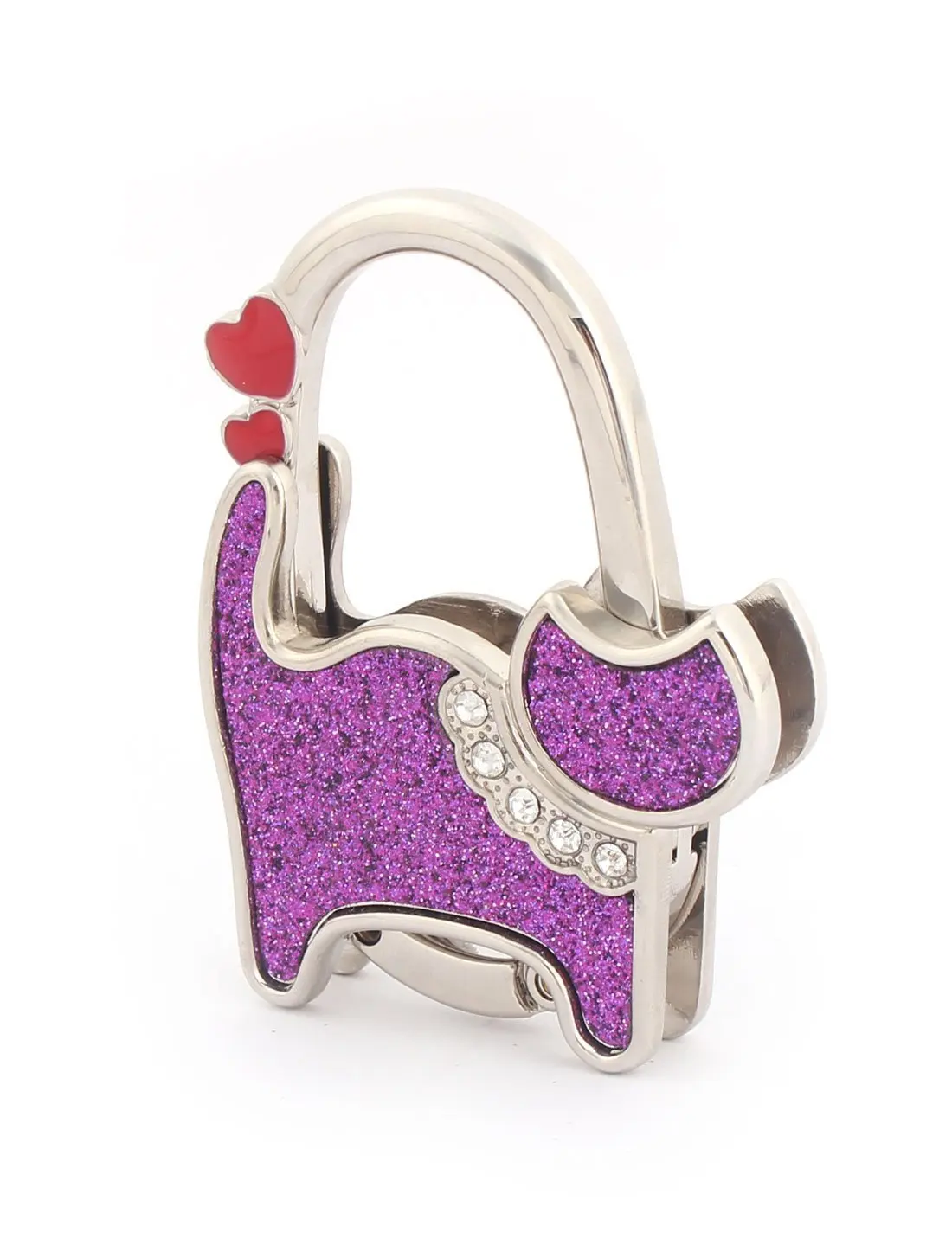 Trendy Rhinestone Flower Design Decor Folding Handbag Table Hook Desk Purse Hanger Pothook for Ladies Purple SODIAL R