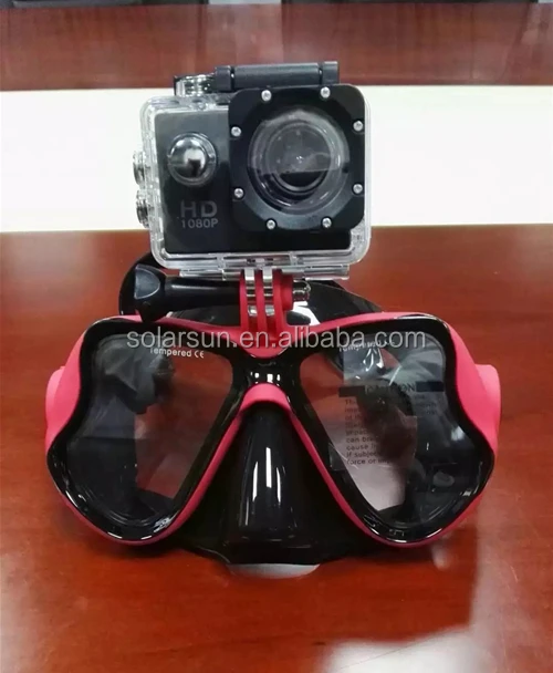 New arrivals gopro scuba mask and snorkels tempered lens version silicone diving mask for adult