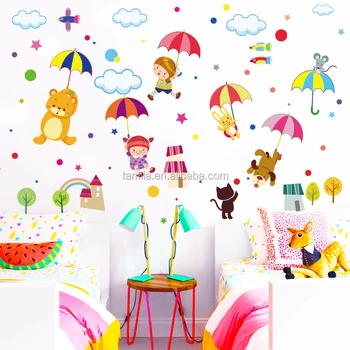 Children S Cartoon Bear Wall Sticker Room Decoration Children S Cartoon Bear Wall Sticker Room Decoration Umbrella Decal Pvc Transpa Film Animal