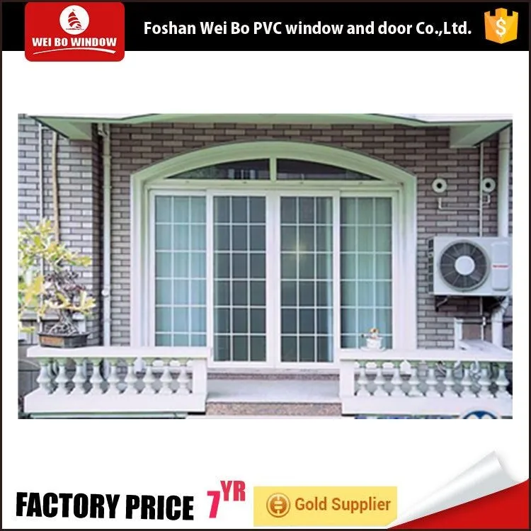 Modern arch window design pvc sliding door, house PVC sliding door and fixed window