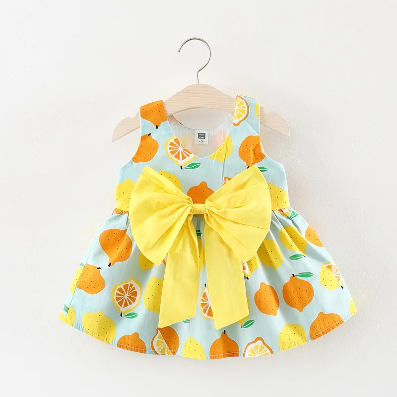 2018 Summer Kids Girls Lemon Dress With Bow - Buy Dress With Bow,Lemon ...