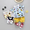 2019 New Summer Casual Edition Child Baby Short Sleeve Set Digital Lapel Access Short Sleeve Shorts Two Piece Set