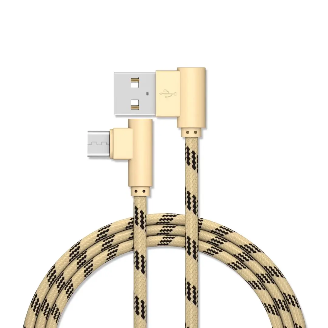 Micro USB cable 2.0 Fabric Braided Right Angle Micro 2.0 USB Cable A Male to Micro B Charge and Sync Cord for Android/Windows - ANKUX.COM
