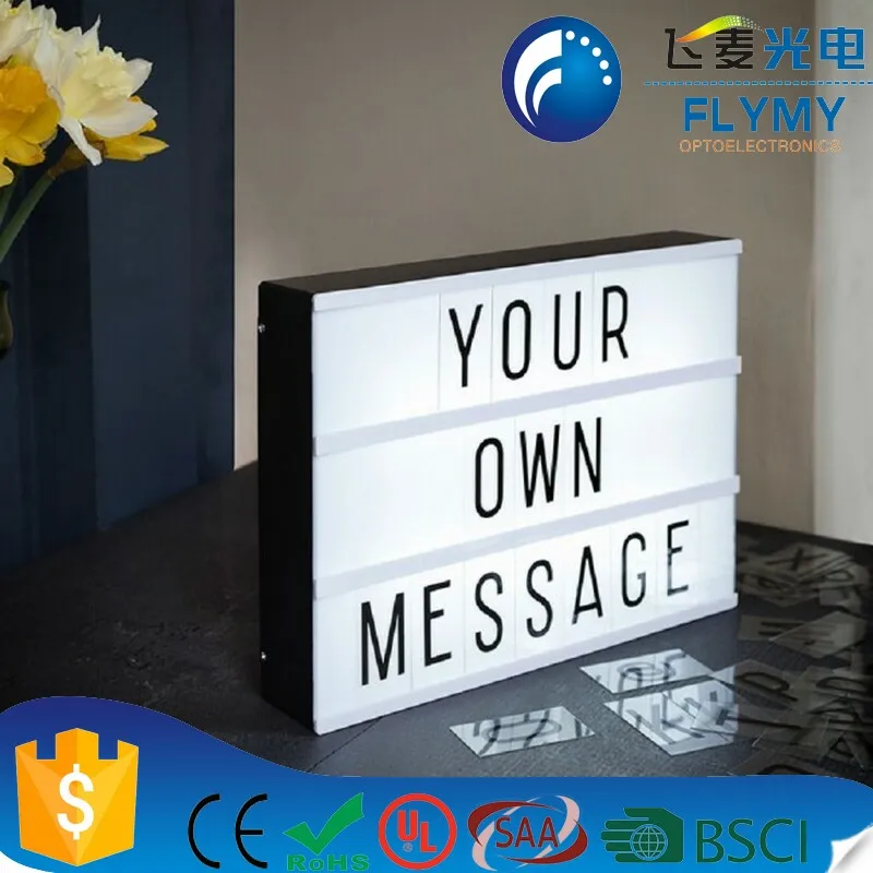 Led Cinematic Light Decorative Box Sign With Interchangeable Black ...