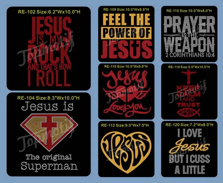 Religious Rhinestone Heat Transfer Letters Iron On God Over Everything