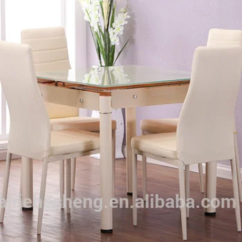 Extensible 6 Chair Gl Hideaway Dining Table And Set Tempered