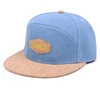 plain 6 panel hat with cork flat brim/ 6 panel hats with printing pattern inner lining