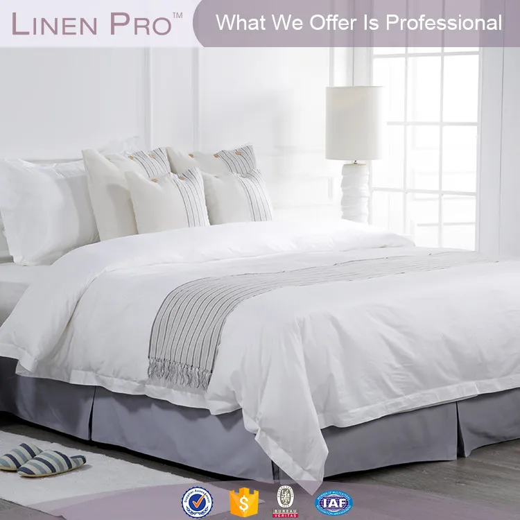 Linenpro Factory Price Plain Cotton Hotel Bed Sheet Set,White Bed