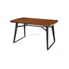 MDF top powder coated black metal legs MDF dining table