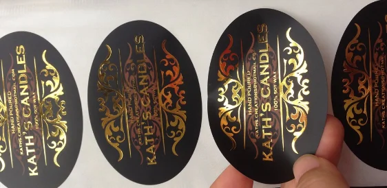 custom printing self adhesive gold foil hot stamping sticker