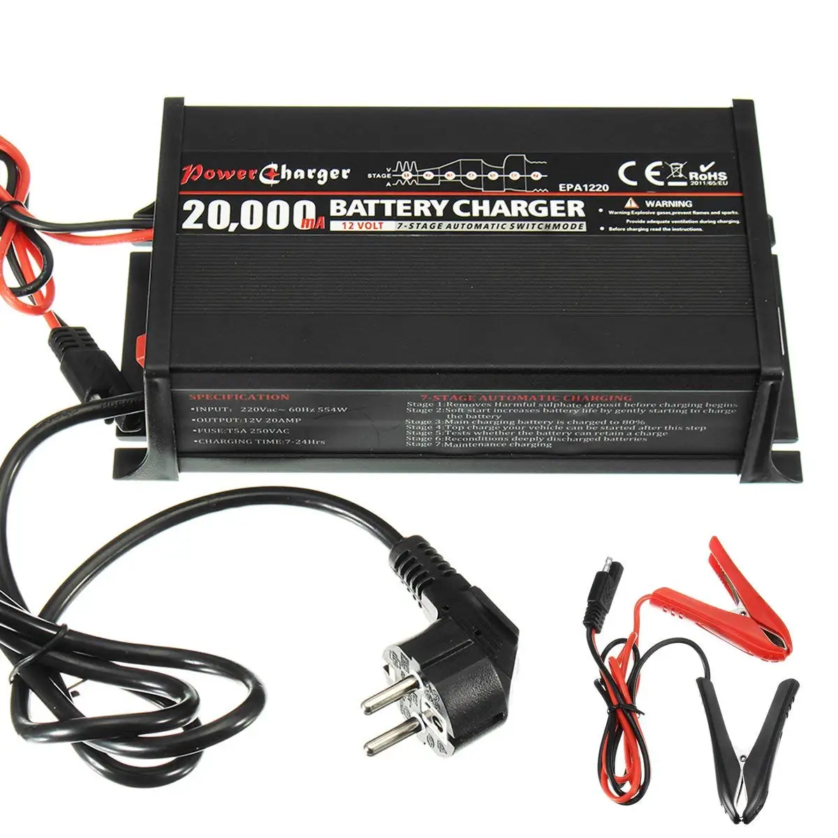 FidgetGear LED 12V 6A 2A Car Motorcycle Smart Automatic Battery Charger Maintainer Trickle