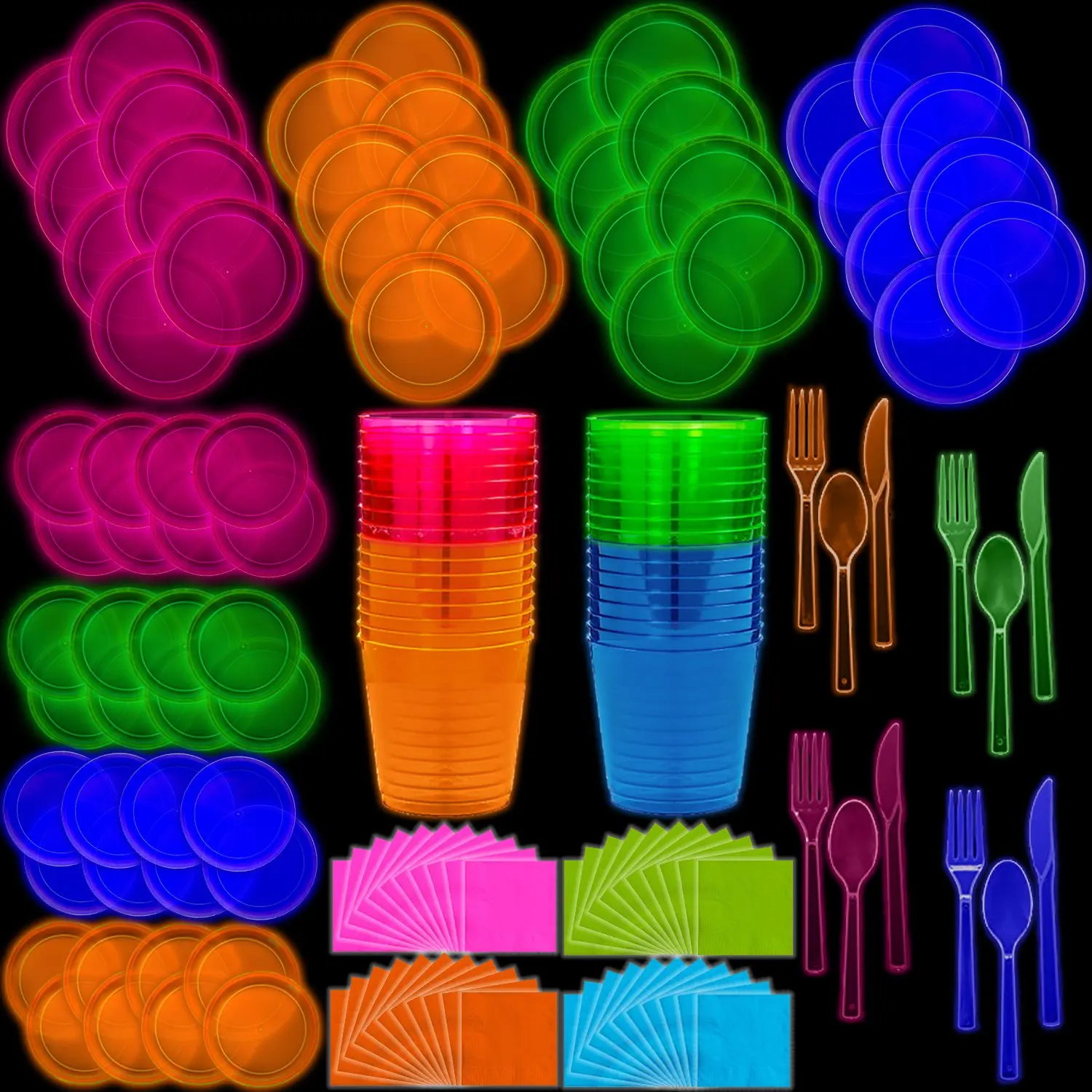 neon paper plates