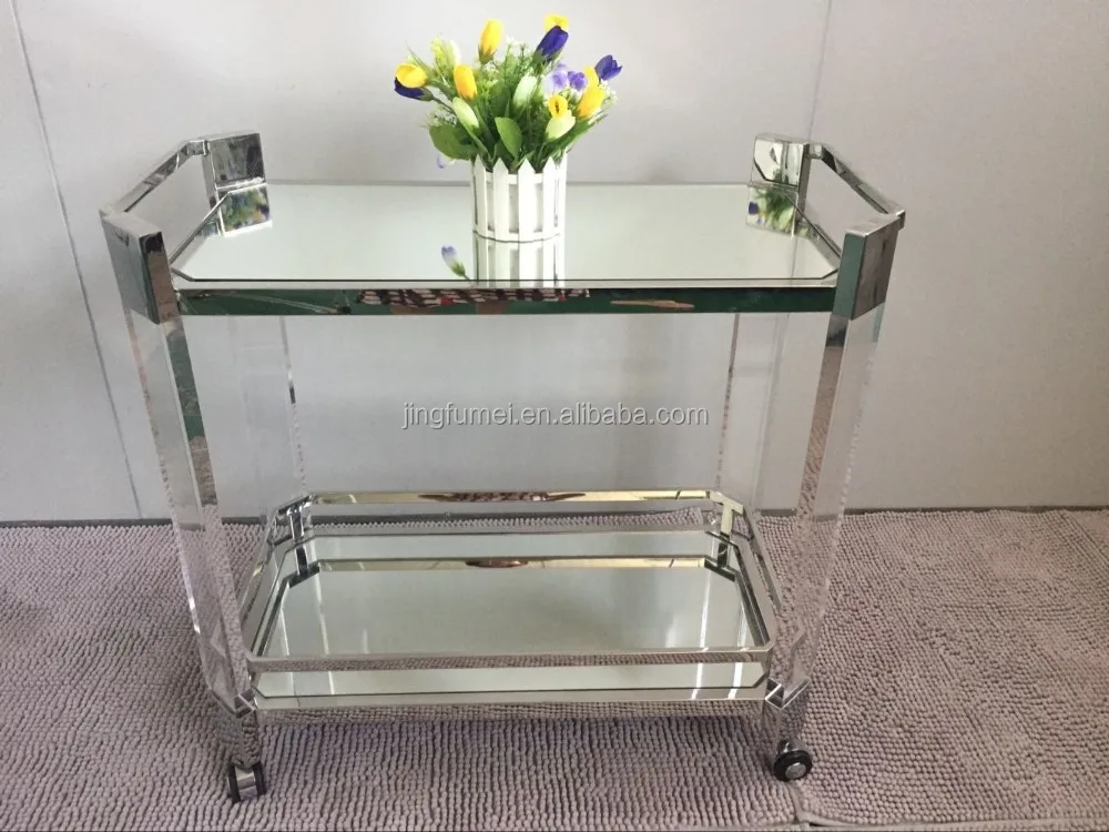 Modern Glass Clear Folding Tea Trolley Acrylic Food Drinks Service Hotel Bar  Cart With Wheels - Buy Folding Trolley Cart,Tea Trolley,Bar Cart Product on  