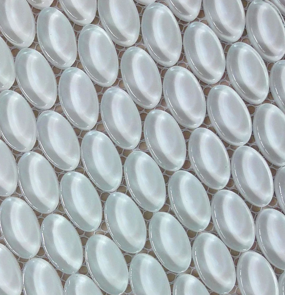 Clear Glass Pebbles, Oval White Pebble Tile, White Pebble Mosaic (KG20130025)