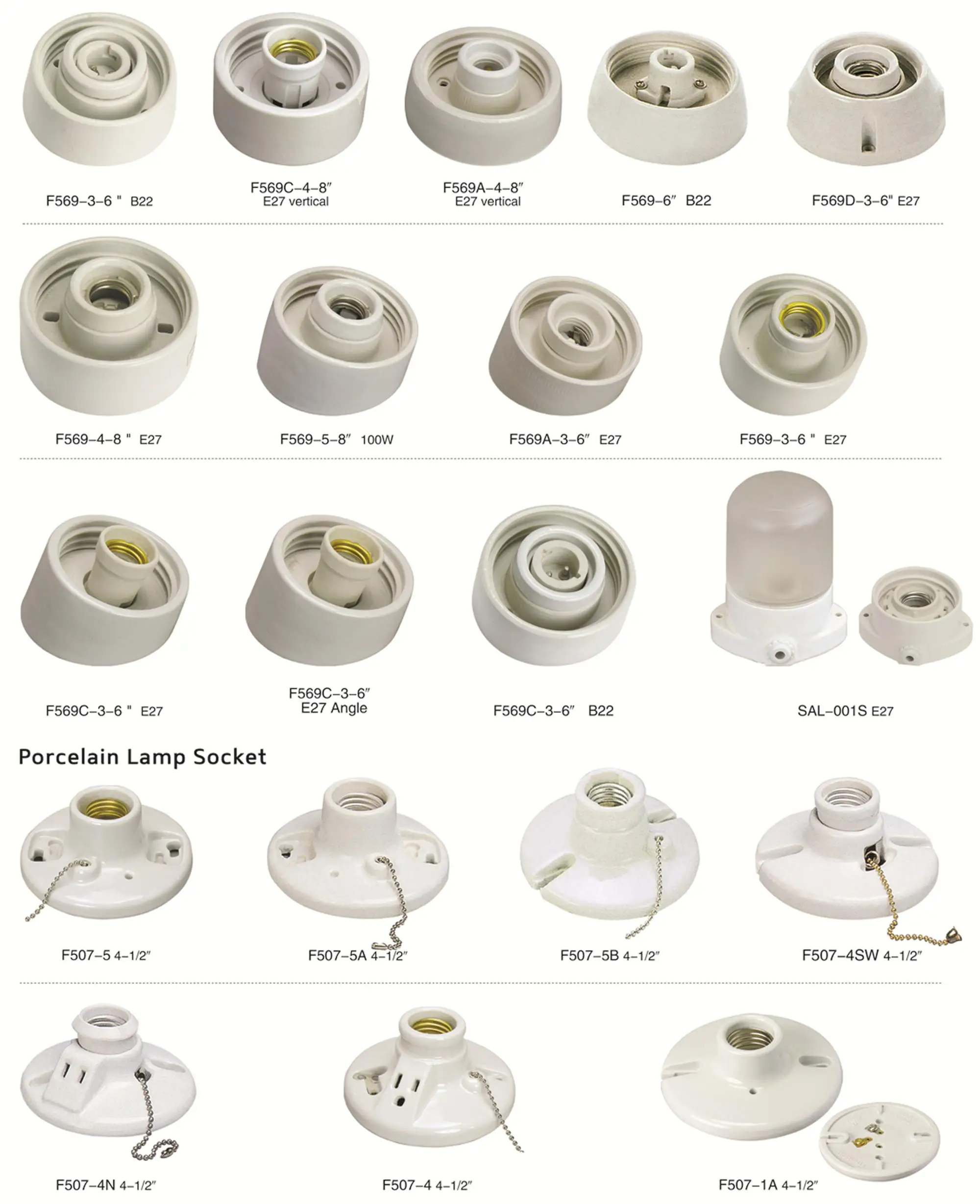 Keruida Ce Rohs F519 E27 Porcelain Lamp Holder With Bracket/ Ceramic E27 Bulb Socket With Metal