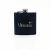alcohol 6 oz black stainless steel hip flask coated and laser engraving