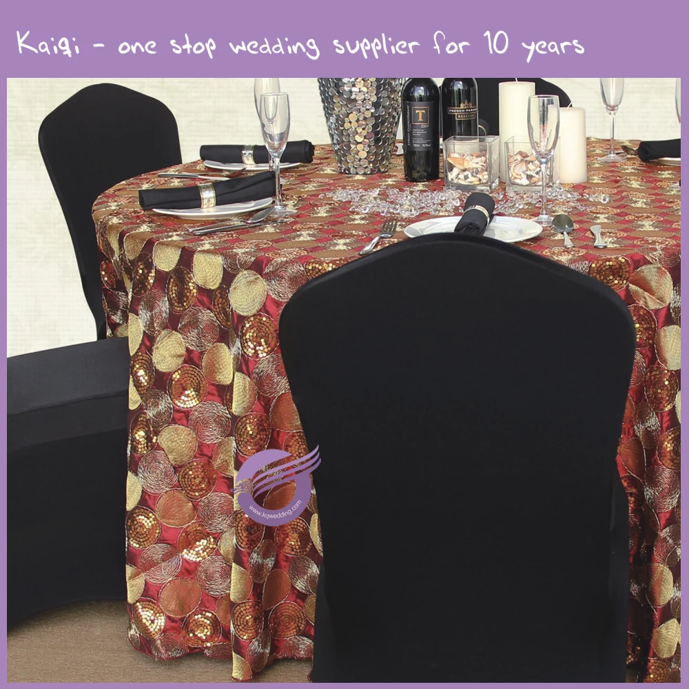 Mx0083e New Wedding Custom Size Luxury Champagne Sequins Table Cloths