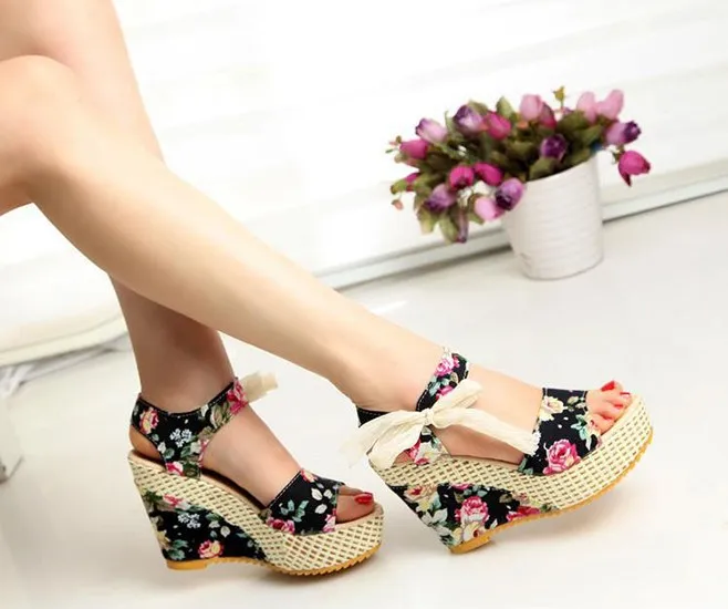 floral high heel shoes