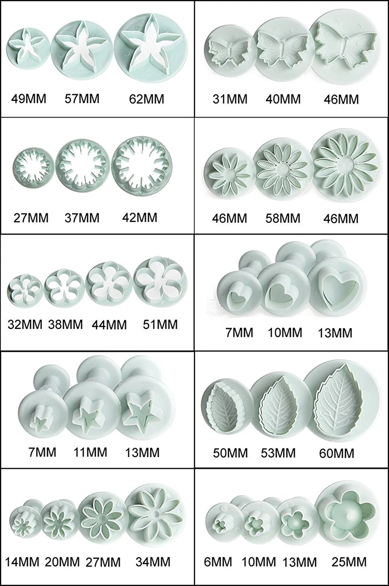 Details about   33Pcs/Set Cake Decor Fondant Plunger Cutters Cake Tools Cookies Biscuit Molds