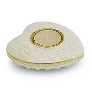Lenox Forevermore Gold Banded Ivory China Heart Tealight