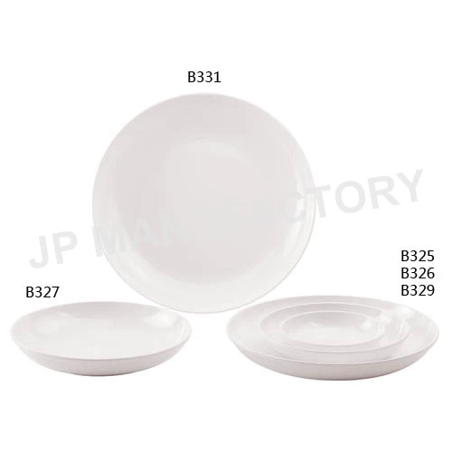 Microwave Safe Melamine Dinnerware,Dia 14" Round White Deep Plastic