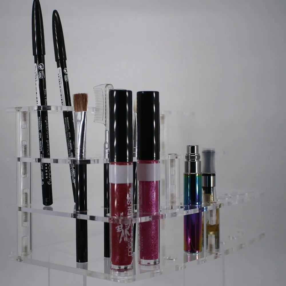 Custom 3 Tier Cosmetic Lip Gloss Display Rack Makeup Brush Pen Stand