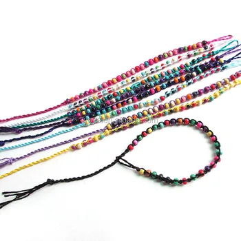 Fl0893 Fashion Small Wood Beads Macrame Bracelet Braided Fl0893 Fashion Small Wood Beads Macrame